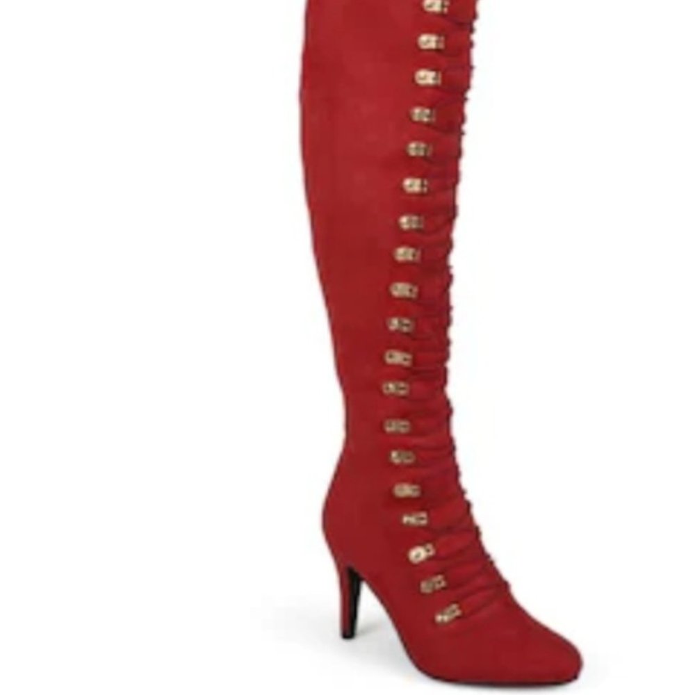 Red Thigh High Wide Calf Journee Boot